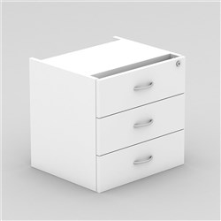 OM Fixed Pedestal 3 Drawer 464W x 400D x 450mmH All White