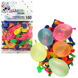 Alpen Occasions Waterbomb Balloons With Hose Attachment Assorted Pack Of 150