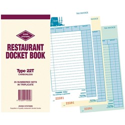 Zions 22T Docket Book Carbonless Triplicate 200x100mm 25 Sets