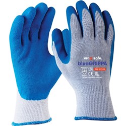 Maxisafe blueGRIPPA Gloves Latex Dipped Palm And Knitted Poly Cotton Medium Blue