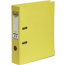 Marbig Linen PE Lever Arch Binder A4 75mm Lemon